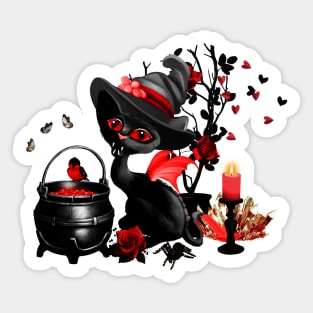 Cute little dark cat, halloween time Sticker